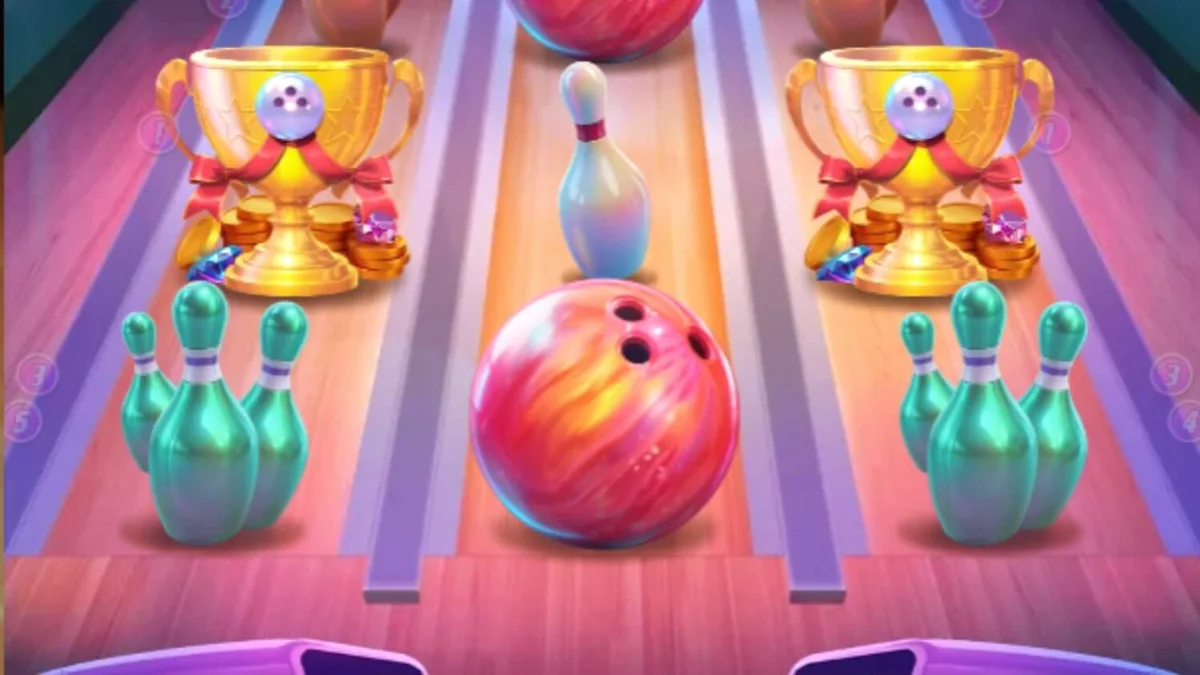 Tampilan antarmuka mobile game slot Perfect Strike dengan nuansa neon