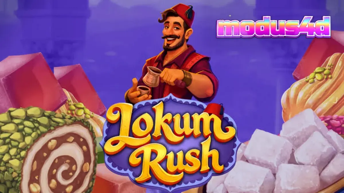 Tampilan visual slot Lokum Rush dengan tema manisan Turki